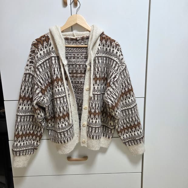 (새상품) 베이지 니트 후드가디건