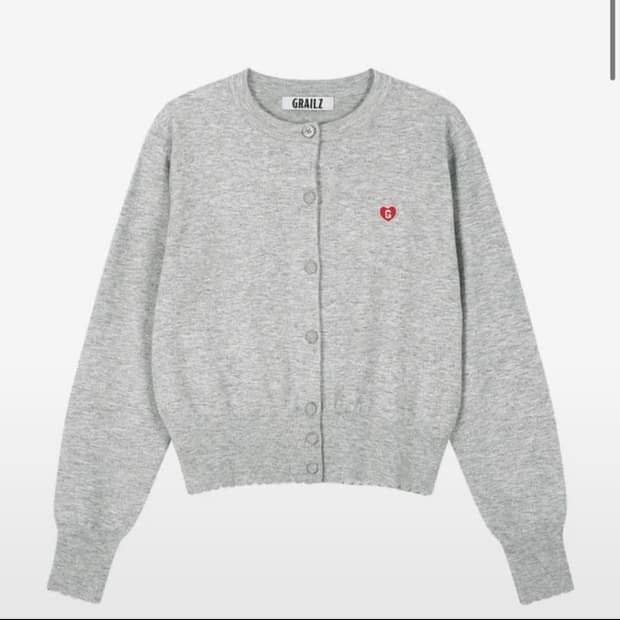 그레일즈 시그니처 하트 가디건 멜란지그레이