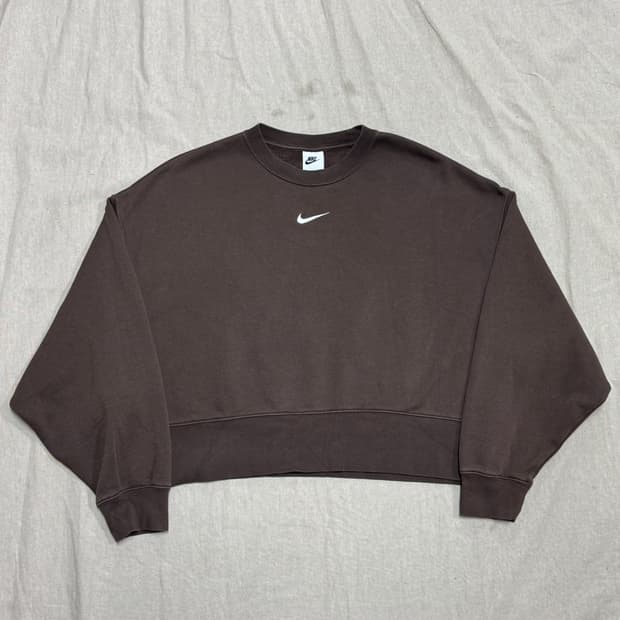 나이키 우먼 크롭 브라운 맨투맨 S