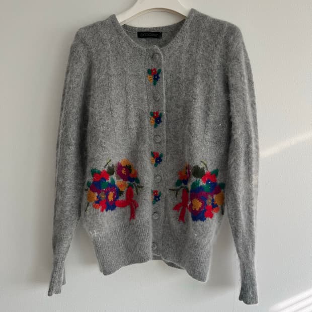 일본 빈티지 핸드자수 가디건