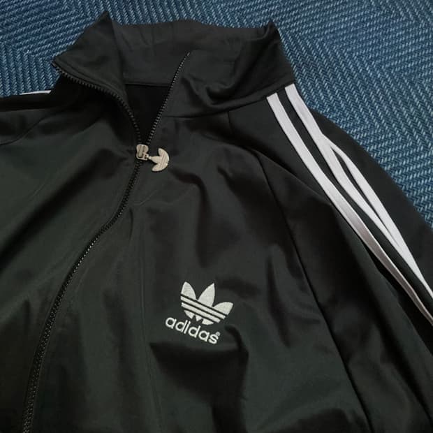 빈티지 adidad 아디다스 파이어버드 불꽃 자수 로고 져지 짚업 블랙