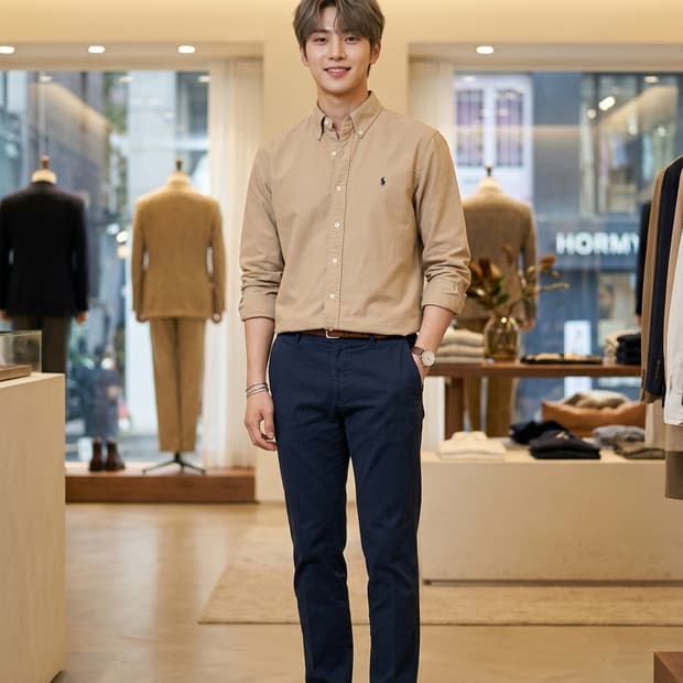 폴로 랄프로렌 클래식핏 코튼 셔츠 베이지