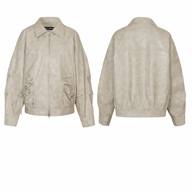 새상품) 페오플 레더자켓 베이지 페인오어플레져