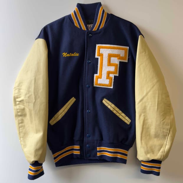 90s DeLong 드롱 레더 바시티 자켓 USA