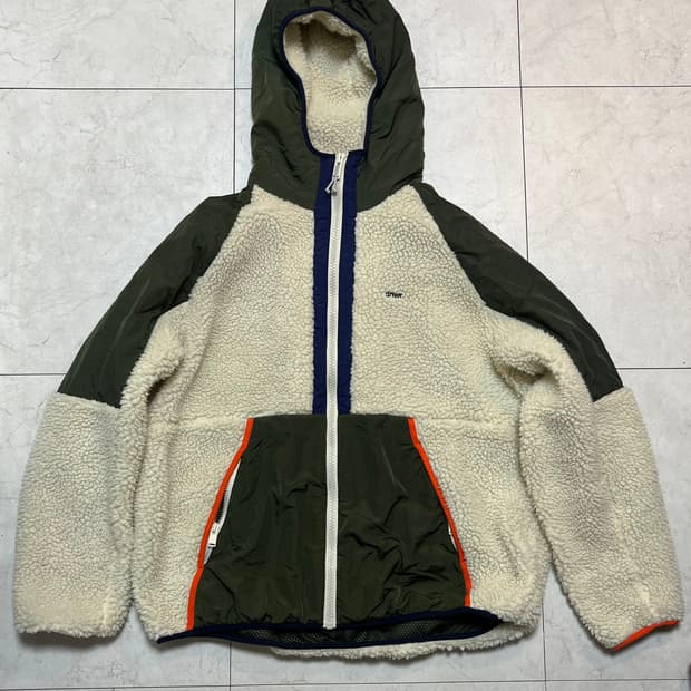 자라 Zara dnwr 블록 컬러 플리스 후드 집업 자켓 L