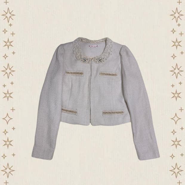 빈티지 아이보리 레이스 카라 자켓