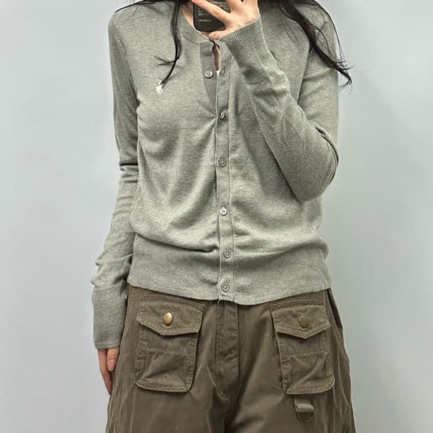 폴로 랄프로렌 피마코튼 그레이 니트 가디건