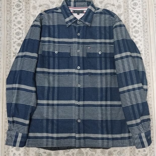 타미힐피거 체크 셔츠형 퀼팅자켓 L