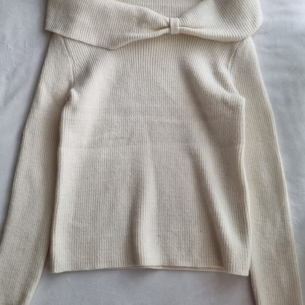 빈티지 모리걸 하구미 갸루 리본 니트