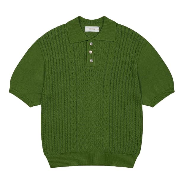 웨이비니스 더블 텍스처 하프 카라 니트 그린 1