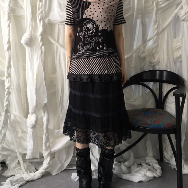 Pattern mixed t shirt