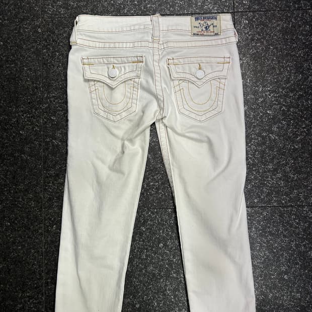 트루릴리젼 스티치 화이트 팬츠 스키니진 여성 25인치