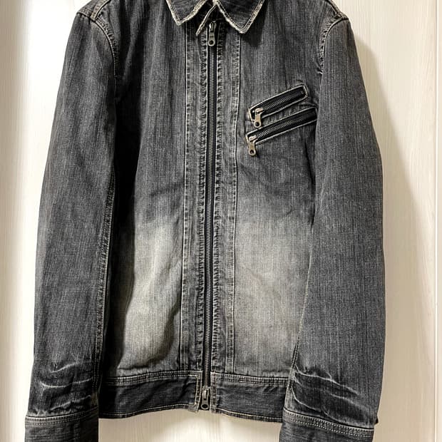 니콜클럽/ 워싱 데님 바이커 자켓/ 48