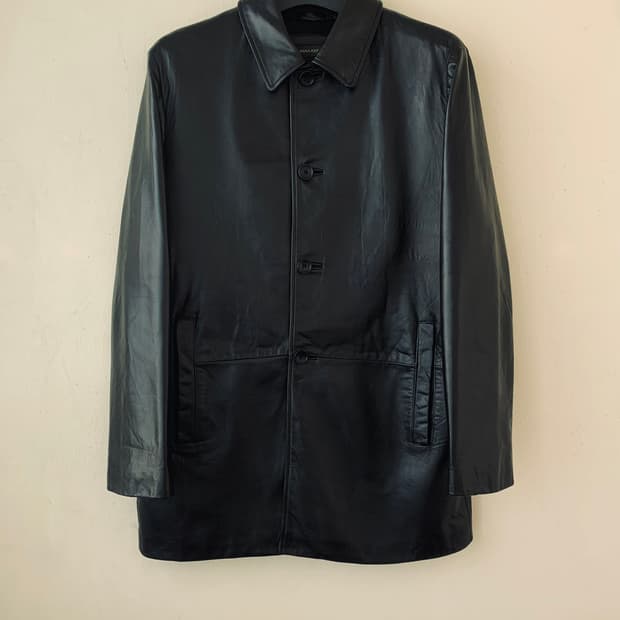 바나나리퍼블릭 램스레더 카코트 블랙