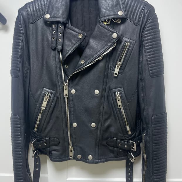 버버리 st 가죽 더블라이더 자켓 M