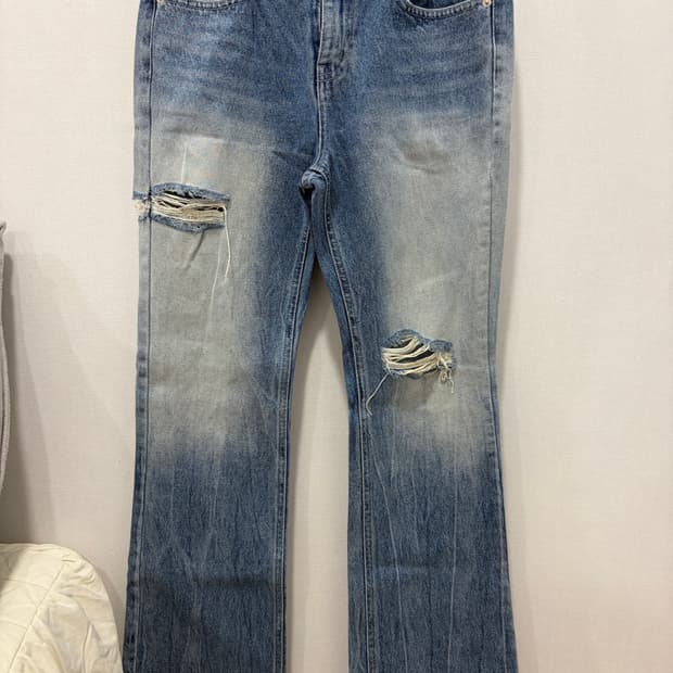 블랙업 데님 워싱 부츠컷 팬츠 M