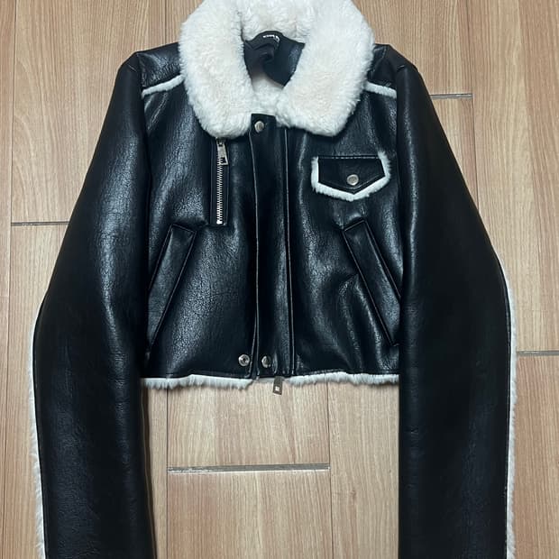 크롭 퍼 무스탕자켓