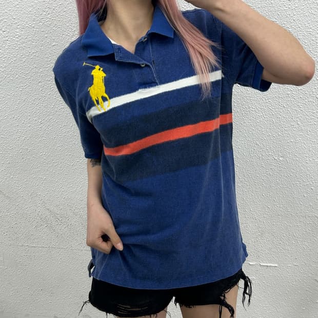 폴로 랄프로렌 빅포니 네이비 카라 반팔 XL