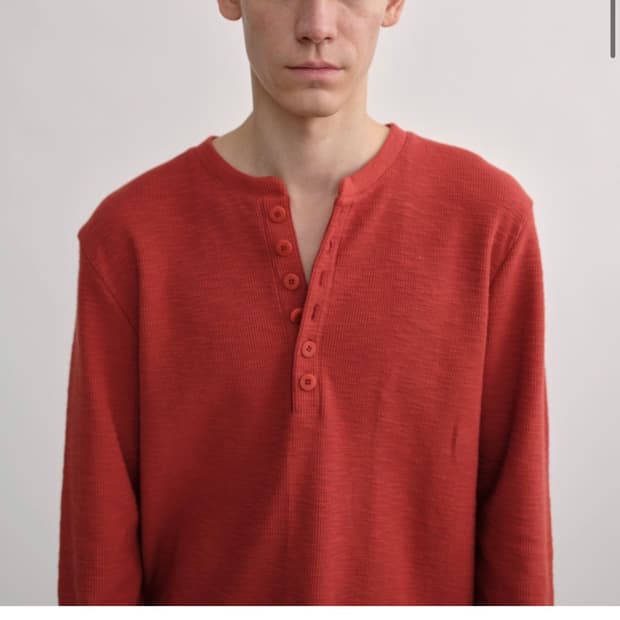 [2] 컬러컬러 버튼 헨리넥  (orange)