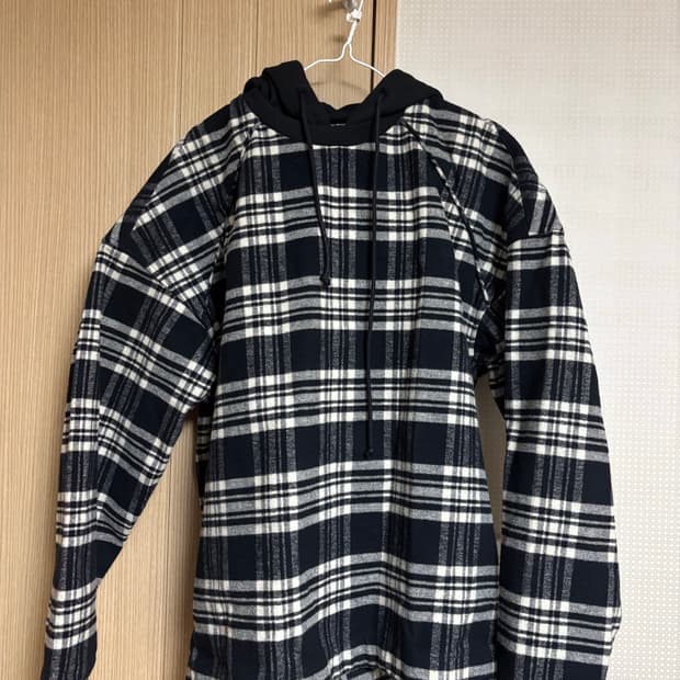 준지 체크 오버핏 후드