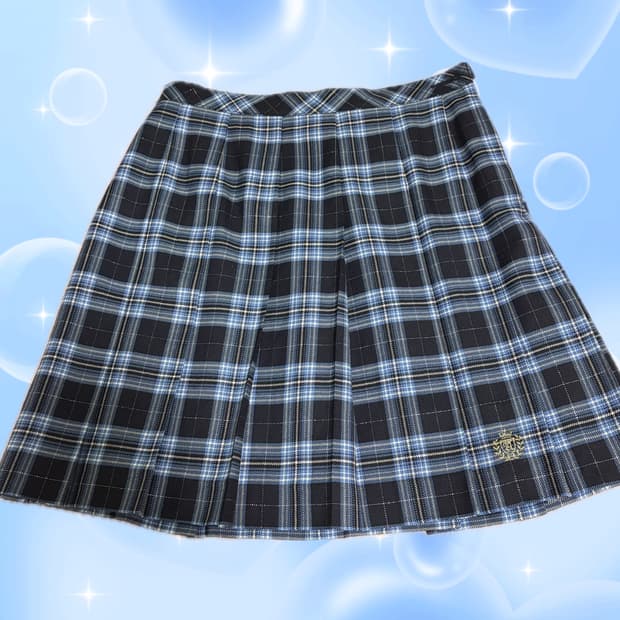 블루 체크 스커트