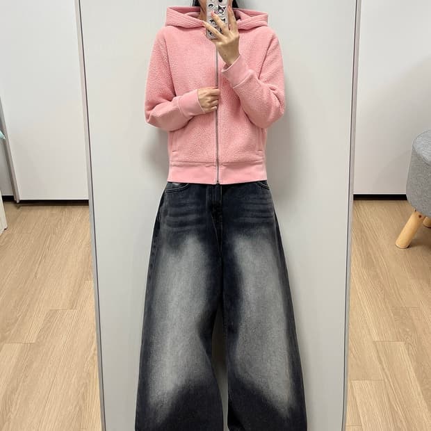 폴로 랄프로렌 핑크포니 뽀글이 플리스 후드집업