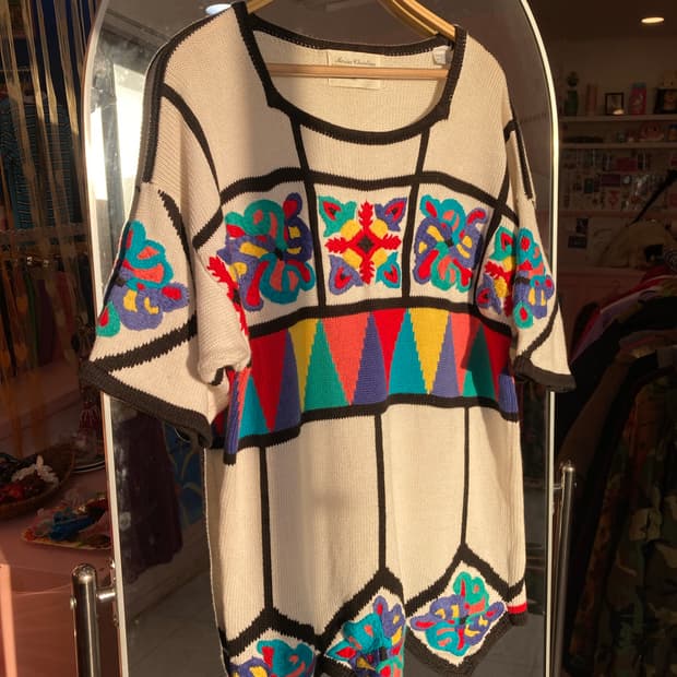 멕시칸 크로셰 무지개 니트