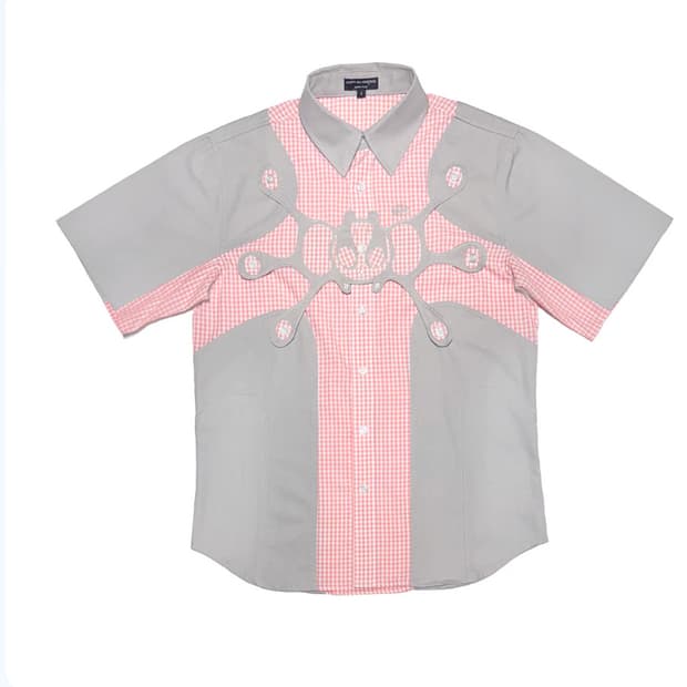 Happy99 button up grey-pink M사이즈 셔츠 판매