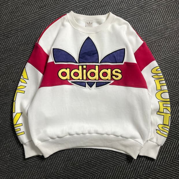 90s 아디다스 빅로고 레트로 박시핏 스웻 셔츠o 4678