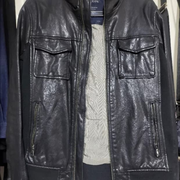 아르마니 진 블랙 가죽 자켓95