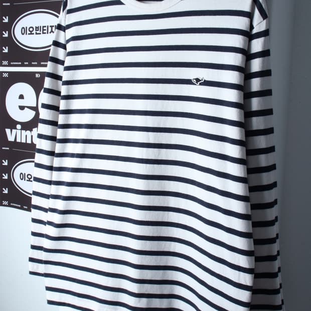 (L-XL) 네이더스 긴팔티셔츠 스트라이프 네이비 올드스쿨-H36951