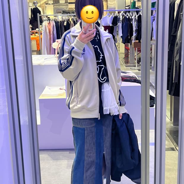 니들스 x TW 트랙 자켓 베이지 네이비 (m) - 착샷 O