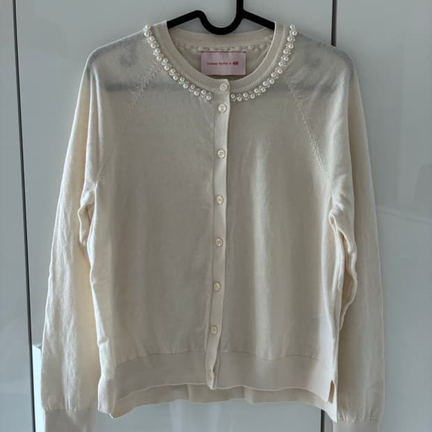 Simone Rocha × H&M 펄 넥 가디건 — 크림 / S
