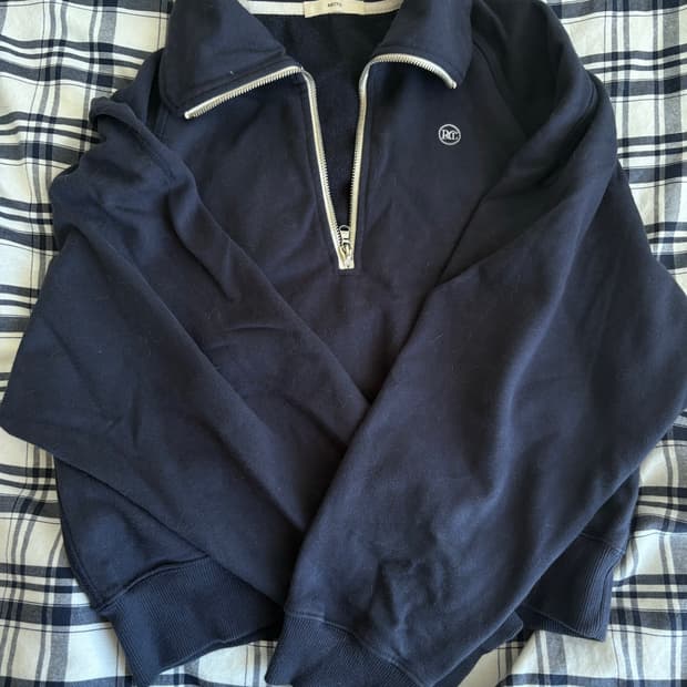 렉토 시그니쳐로고 지퍼 스웻셔츠 네이비