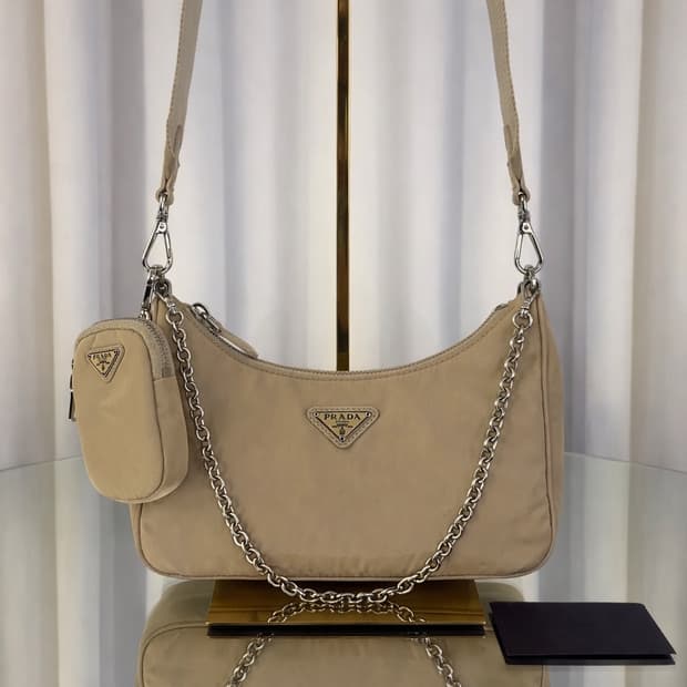 프라다 리나일론 테수토 호보백 베이지
