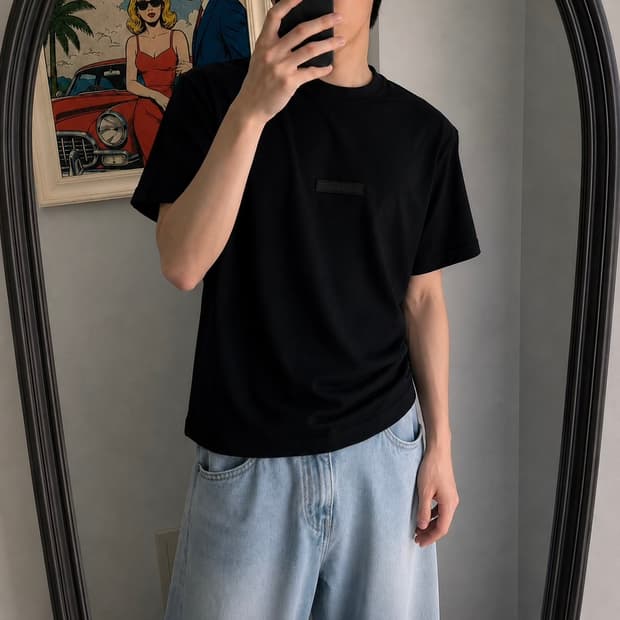 XX Back Slit Crop Over T-shirt 반팔티 . 엑세스