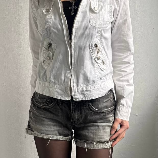 Vintage White Multi Pocket Jacket