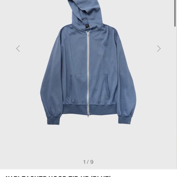 999휴머니티 AV BLEACHED HOOD ZIP-UP (BLUE)