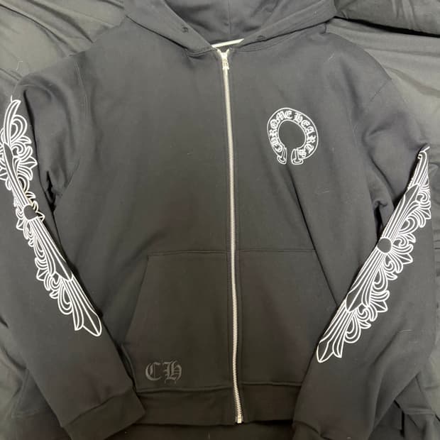 크롬하츠 플로랄 헤비웨이트 후드집업 L