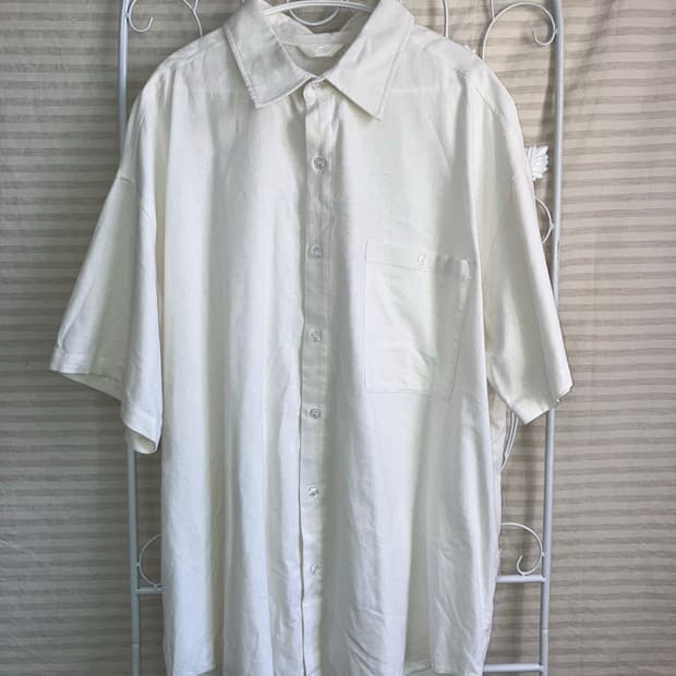 빈티지 아이보리 반팔 셔츠 y2k 스트릿 갸루 펑키483 