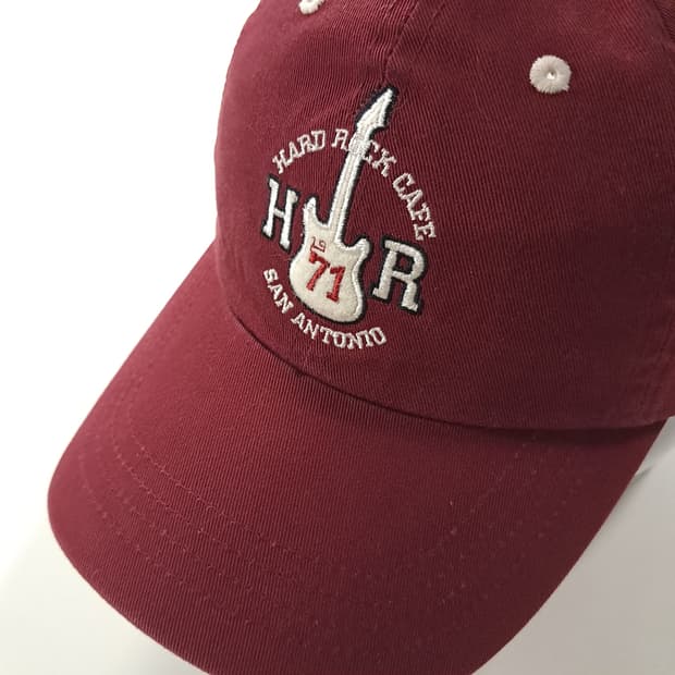 CK468 하드락카페 00s 샌안토니오 기타자수 버건디 볼캡 모자
