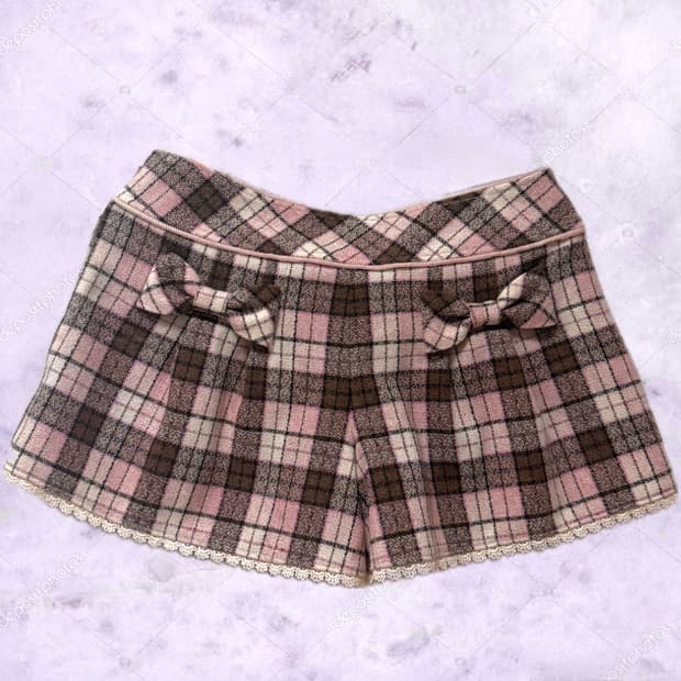 빈티지 리즈리사 딸초 체크 레이스 큐롯 숏팬츠