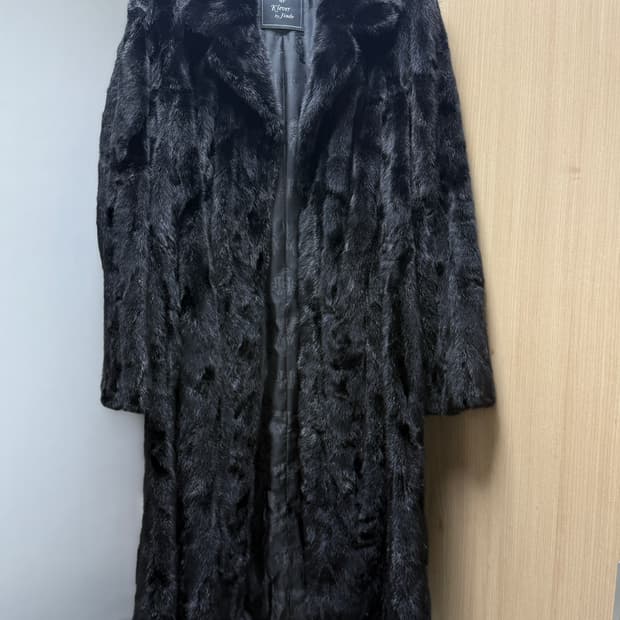 진도끌레베 밍크 테일러드 카라 롱코트 