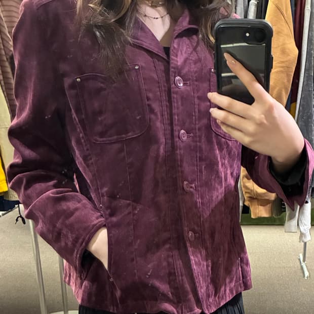 L)Japanese vintage 여성 벨벳 버건디 자켓