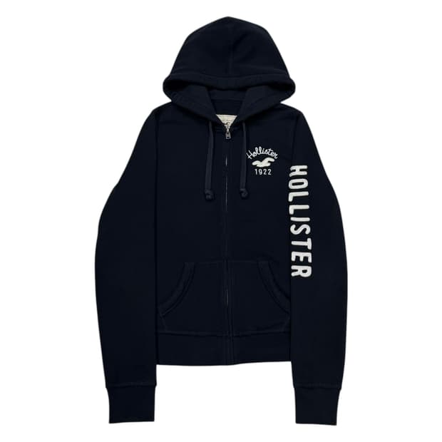 홀리스터 빈티지 딱붙핏 스펠로고 Y2K 후드집업 자켓 네이비 S