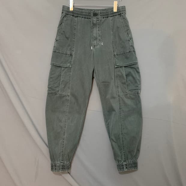 46 솔리드옴므 피그먼트 워싱 스판 밴딩 카고 조거팬츠