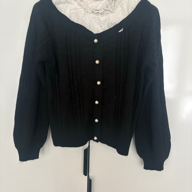 메조피아노 니트 가디건 레이스 m 공겜여주