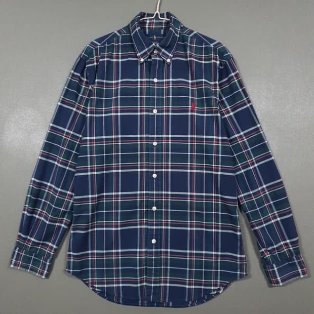 M) 폴로 랄프로렌 포니 타탄체크 버튼다운 옥스포드 코튼 셔츠 남방