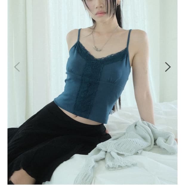 ASON 애즈온 COR LACE SLEEVELESS 블루그린