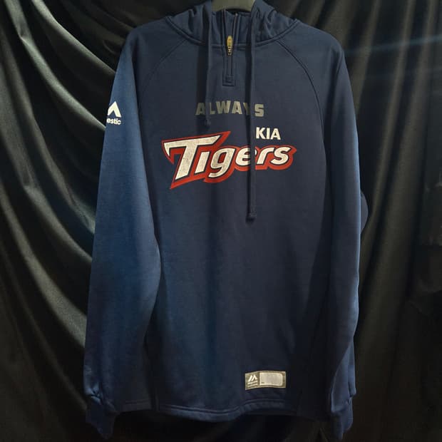 마제스틱 기아 타이거즈 반집업 기모 후드티